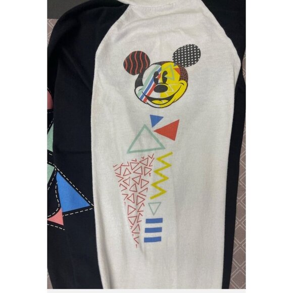 Disney Parks Mickey Mouse Retro 80/ 90s Style Graphic 3/4 Sleeve Shirt Adult - Picture 3 of 3
